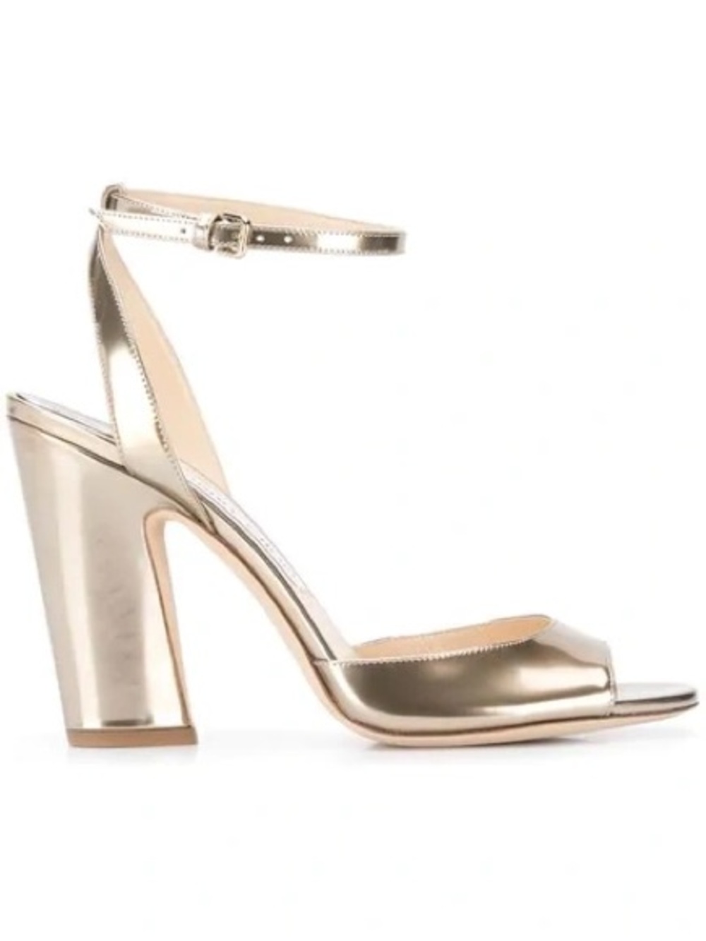 Jimmy Choo Miranda Ankle Strap Metallic Gold Silver Open-Toe Sandals 6